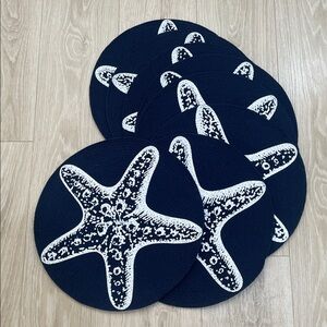 New! Set of 8 Place Mats Coastal blue starfish
